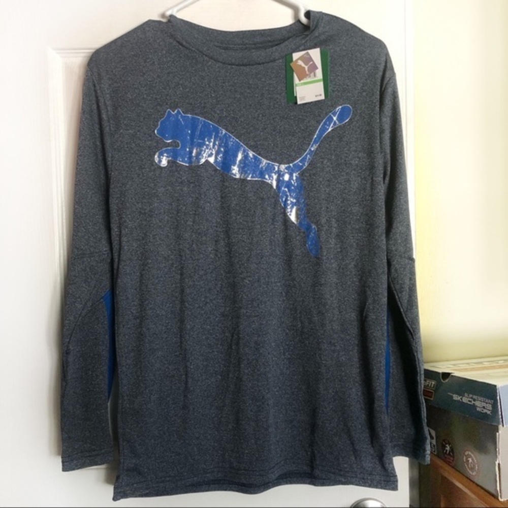 PUMA Gray kids Long Sleeves Shirt Sz 14-16